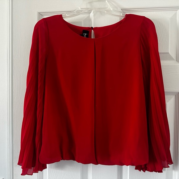 Tops - Red Bell Pleated Sleeves Small